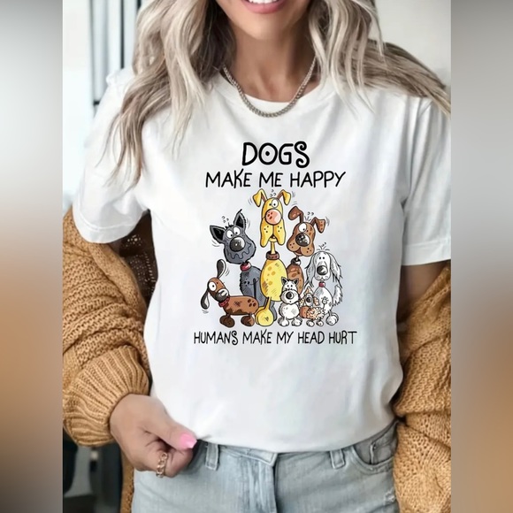 NEW Cartoon Dog Print Crew Neck T-Shirt, Casual Short Sleeve Top - Picture 3 of 7